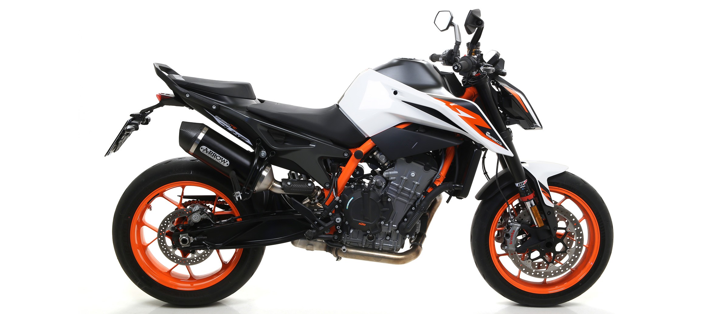 Arrow Race-Tech Aluminum "Dark" Silencer with Carbon End Cap - 2020+ KTM 890 Duke R