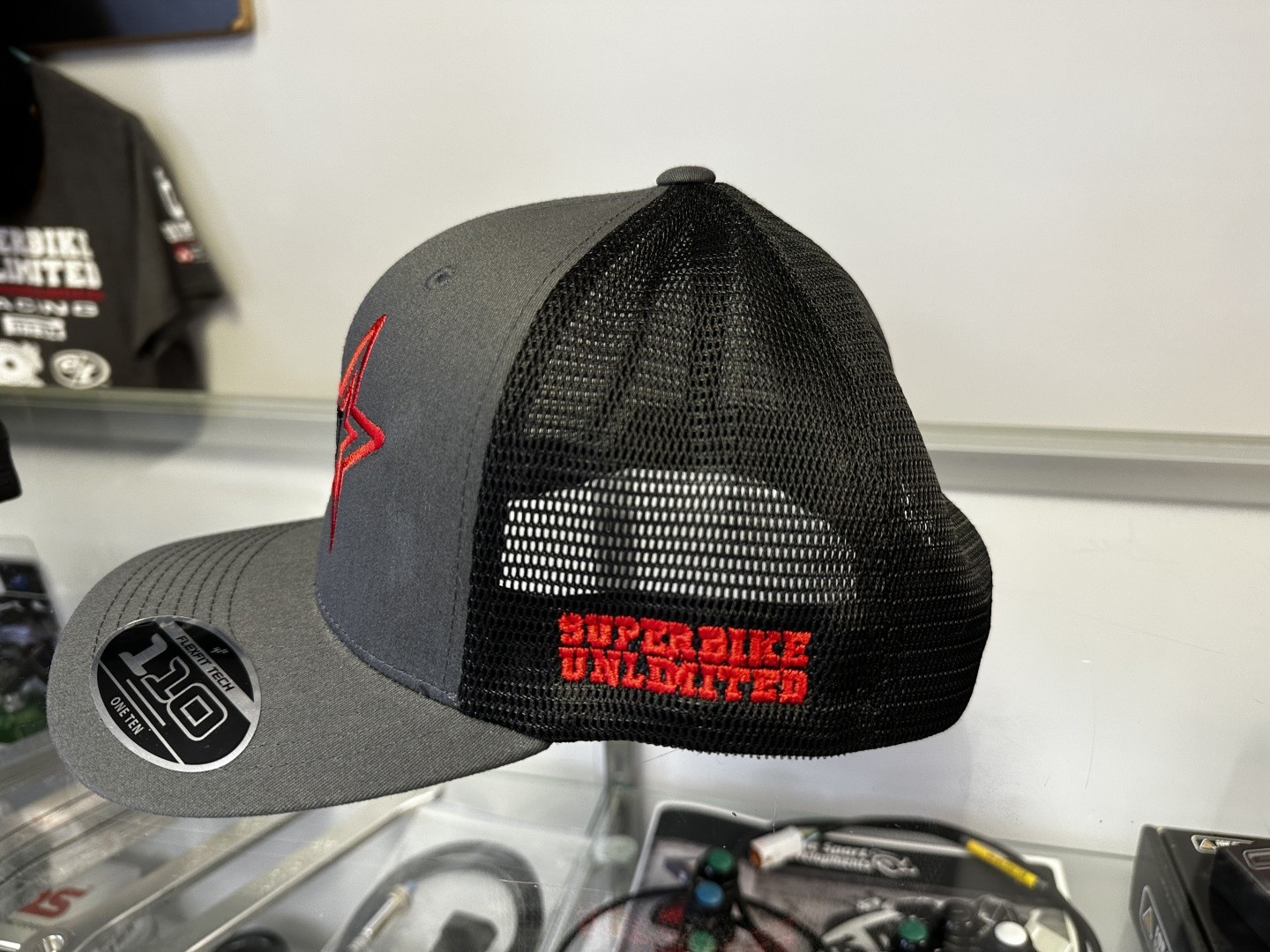 Superbike Unlimited FlexFit 110M Mesh Hat - Black / Red / Grey