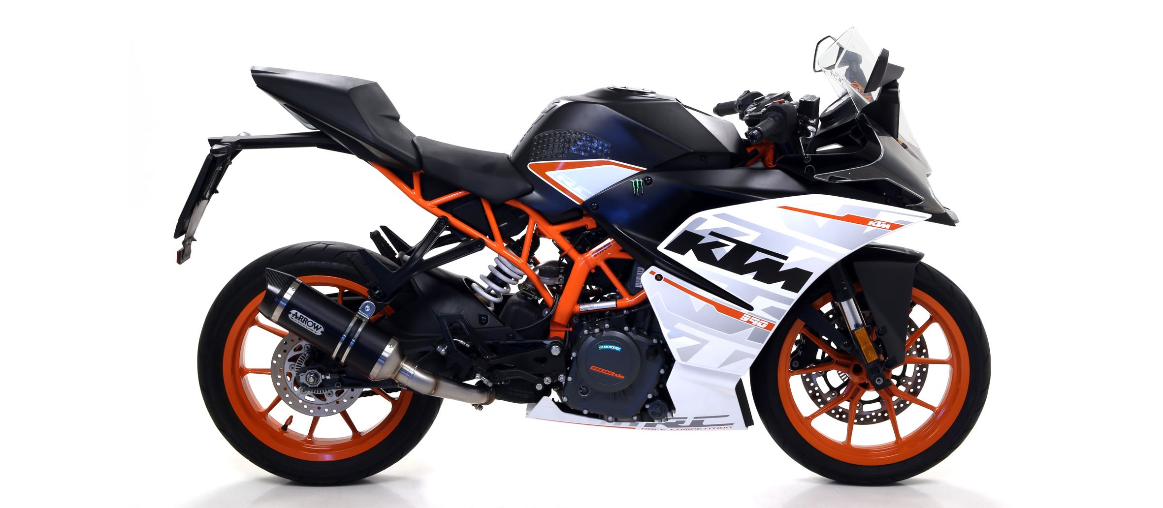 Arrow Thunder Dark Aluminum Slip On Muffler w/ Carbon Fiber End Cap - 2017-2019 KTM RC390