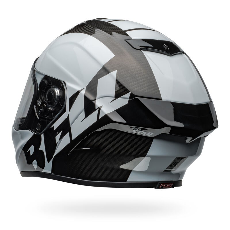 Bell Race Star Flex DLX Carbon Fiber Helmet - Offset | Gloss Black / White