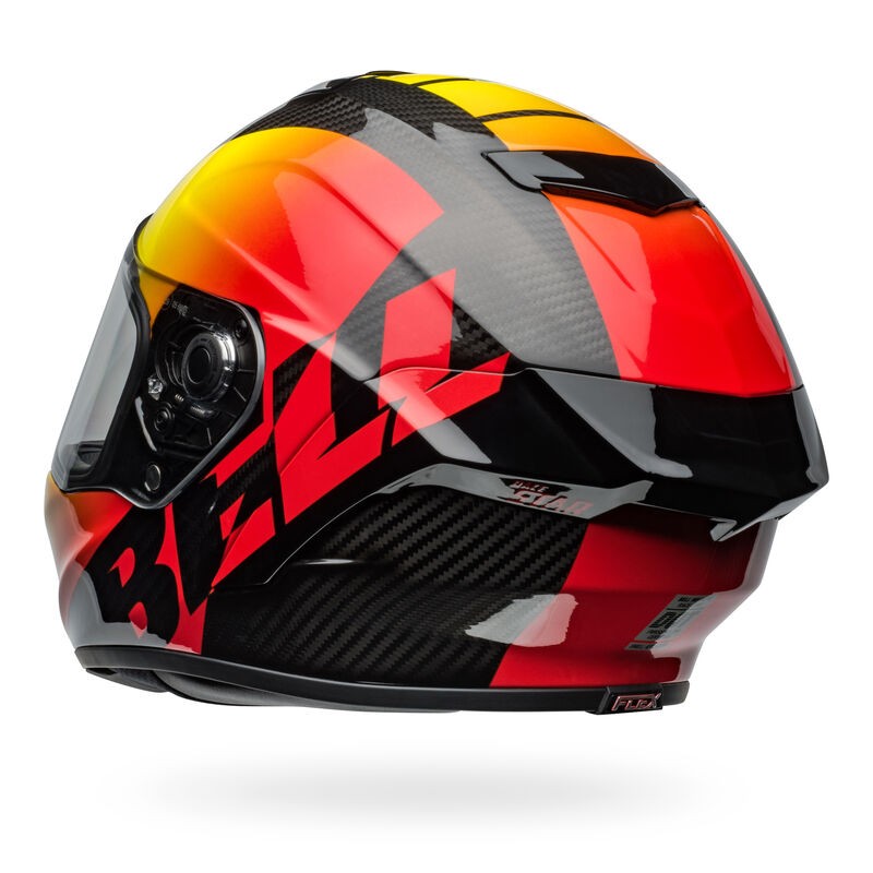 Bell Race Star Flex DLX Carbon Fiber Helmet - Offset | Gloss Black / Red / Yellow