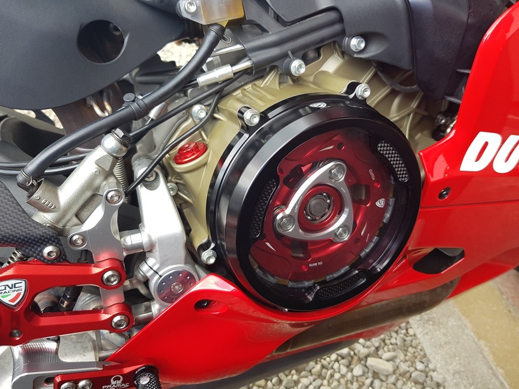 CNC Racing Clear Wet Clutch Cover With Carbon Inlay - Ducati Panigale 1299/1199/959/Superleggera