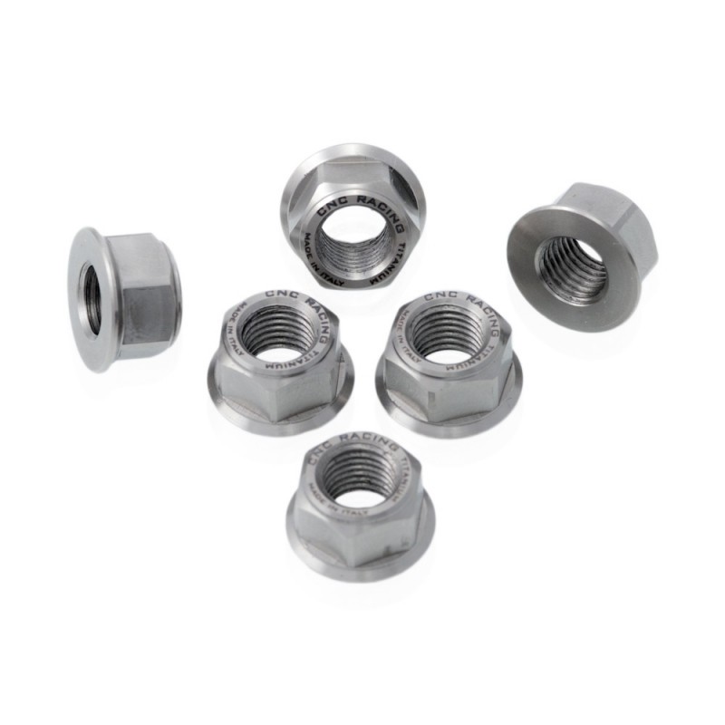 CNC Racing Titanium Flange Nuts (Set of 6) M10x1.0 - Ducati