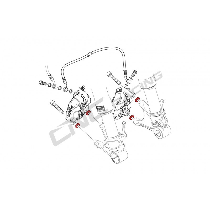 CNC Racing Billet Front Brake Caliper Spacers (4 Pieces) - Ducati Panigale V4