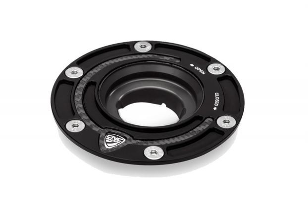 CNC Racing Aluminum with Carbon Inlay Gas Cap Flange - Select Aprilia, Ducati and MV Agusta Models