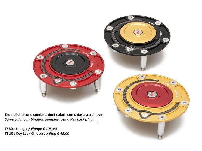 CNC Racing Aluminum with Carbon Inlay Gas Cap Flange - Select Aprilia, Ducati and MV Agusta Models