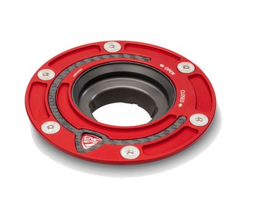 CNC Racing Aluminum with Carbon Inlay Gas Cap Flange - Select Aprilia, Ducati and MV Agusta Models