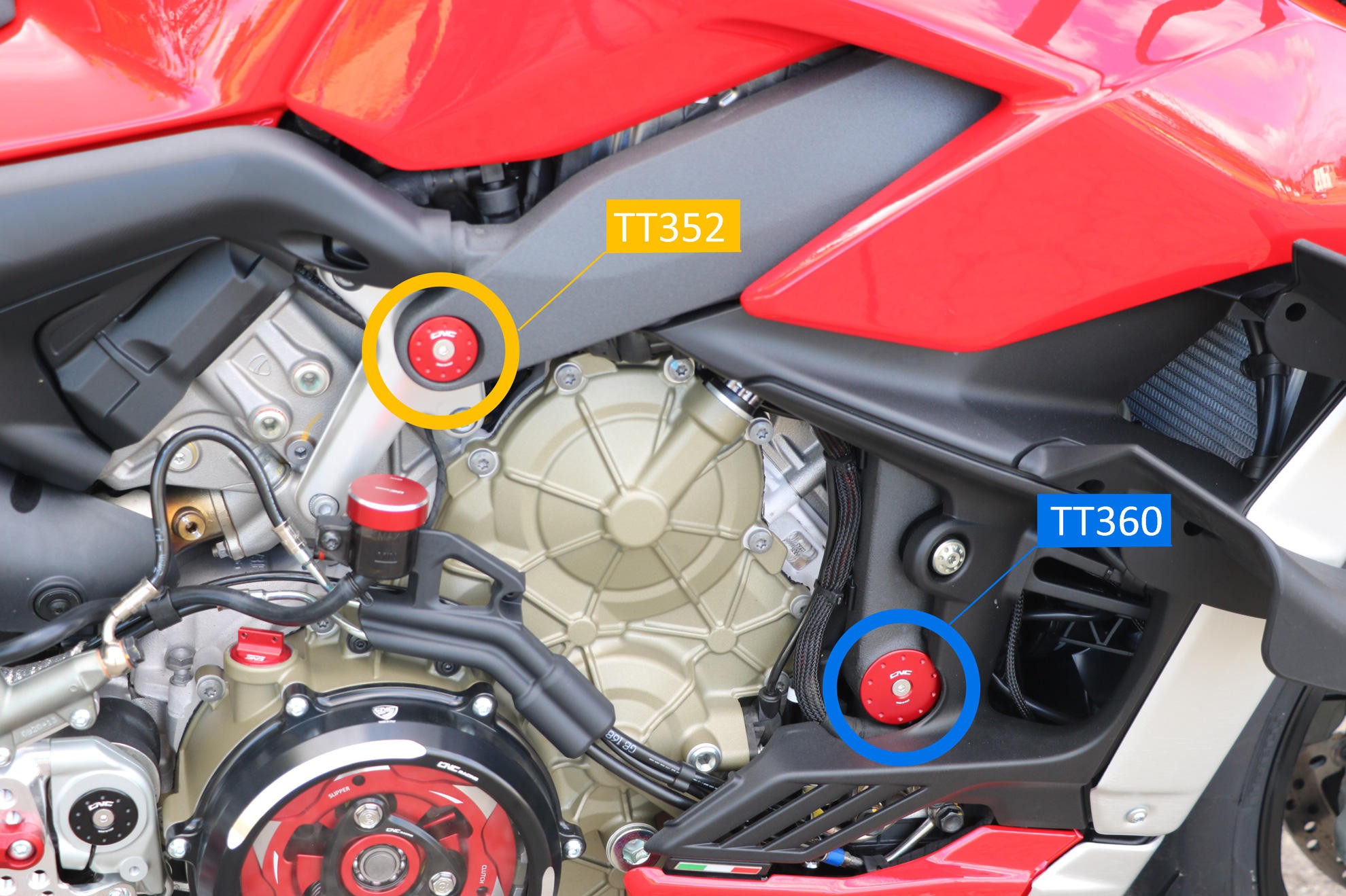 CNC Racing Upper Frame Plug Kit - Ducati Panigale / Streetfighter V4 / S / R / Speciale