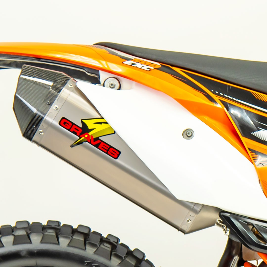 Graves Motorsports Octagon Dual Sport / Offroad Slip-on Exhaust - Carbon End Cap - KTM / Husqvarna / Husaberg Titanium