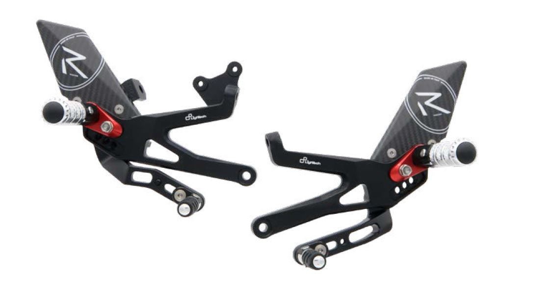 LighTech 'Track System' Adjustable Rearsets R version Black  -  Ducati Panigale V4 / V4S / V4R