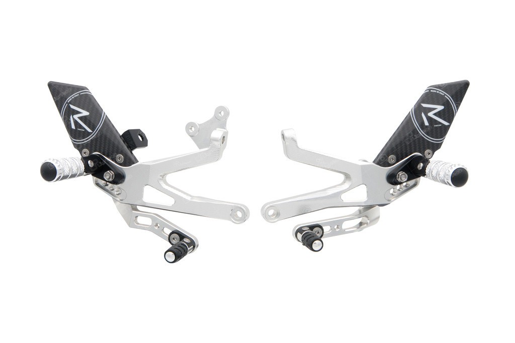 LighTech 'Track System' Adjustable Rearsets R version Silver  -  Ducati Panigale V4 / V4S