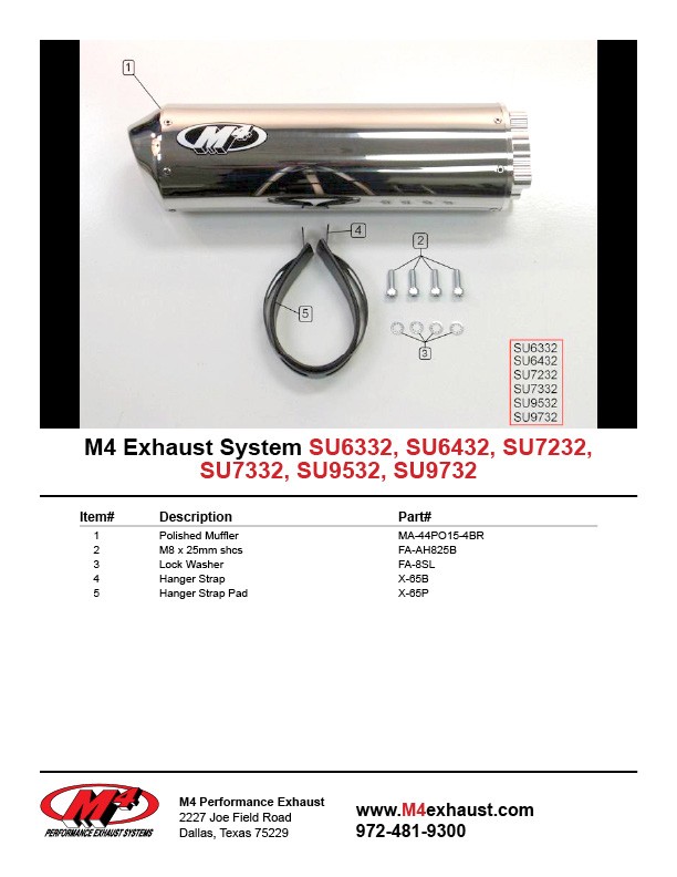 M4 BOLT-ON SYSTEM WITH POLISHED CANISTER 2001-02 Suzuki GSX-R1000