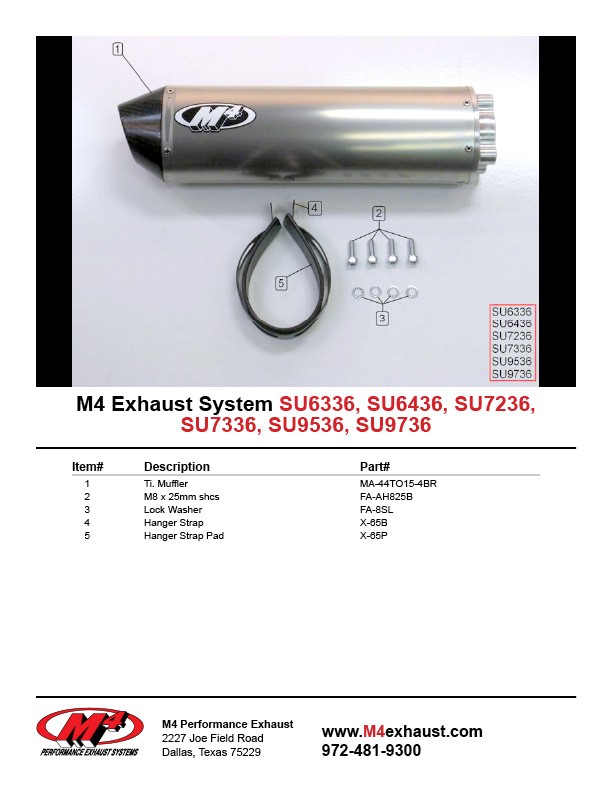 M4 BOLT-ON SYSTEM WITH TITANIUM CANISTER 2001-02 Suzuki GSX-R1000