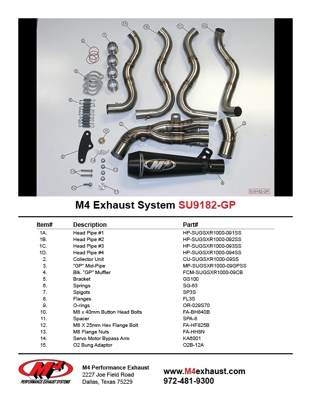 M4 FULL SYSTEM WITH BLACK GP CANISTER 2012-2016 Suzuki GSX-R1000