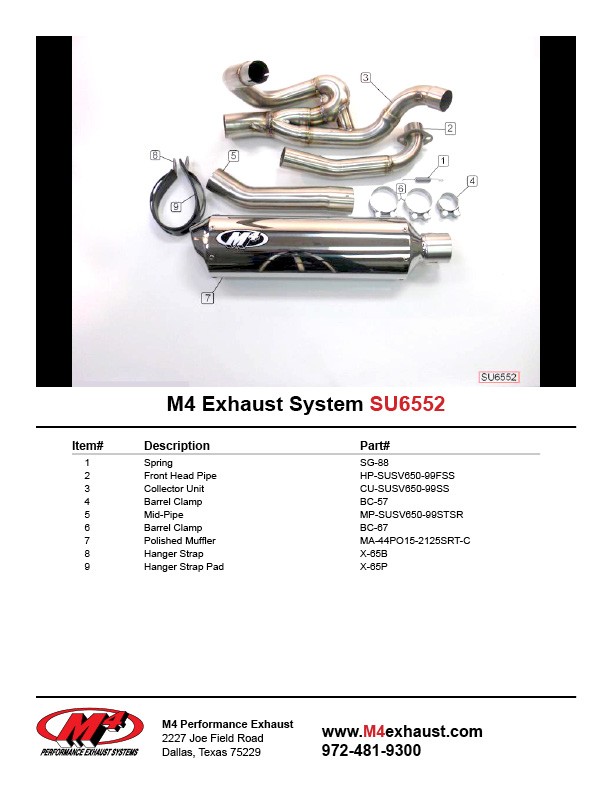 M4 FULL SYSTEM WITH POLISHED CANISTER 1999-02 Suzuki SV650