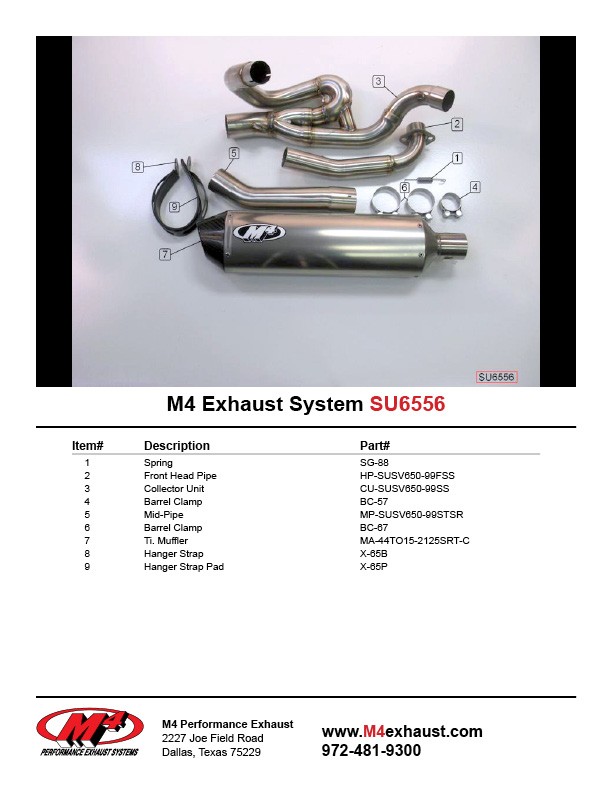 M4 FULL SYSTEM WITH TITANIUM CANISTER 1999-02 Suzuki SV650