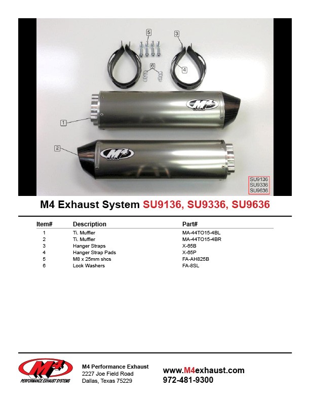 M4 BOLT-ON SYSTEM WITH DUAL TITANIUM CANISTERS 1998-00 Suzuki TL1000S 