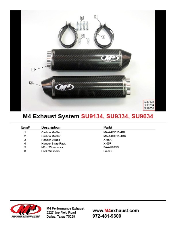 M4 BOLT-ON SYSTEM WITH DUAL CARBON FIBER CANISTERS 1999-03 Suzuki TL1000R