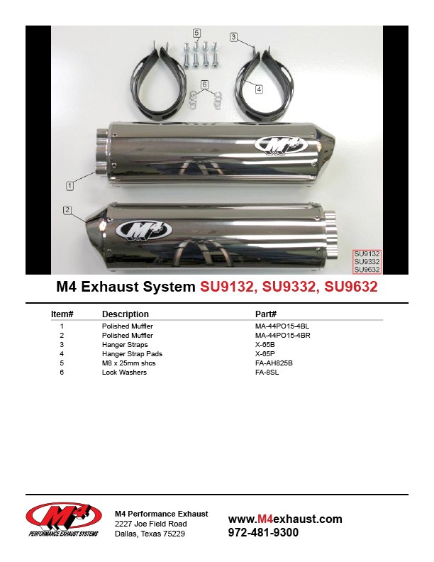 M4 BOLT-ON SYSTEM WITH DUAL POLISHED CANISTERS 1998-00 Suzuki TL1000S