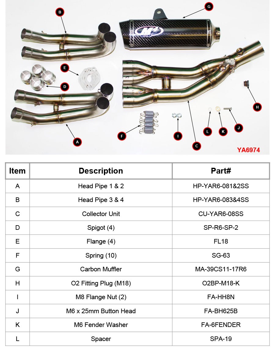 M4 FULL SYSTEM WITH CARBON FIBER X96 CANISTER 2006-2020 Yamaha R6