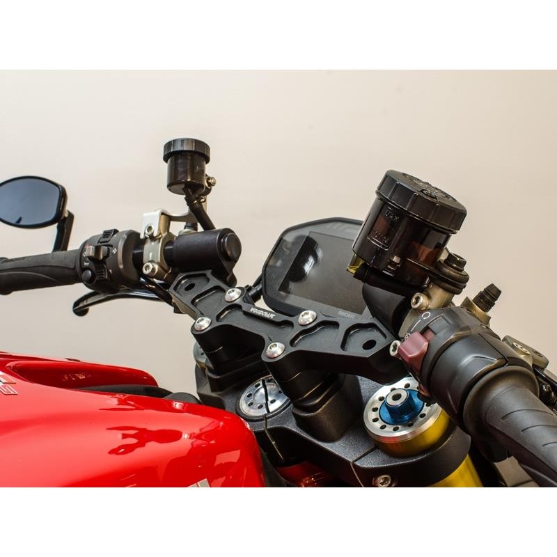 Woodcraft Clip On Adapter Plate w/ XL Black Bars - 1" Rise - Ducati Monster 821 (2014-17)