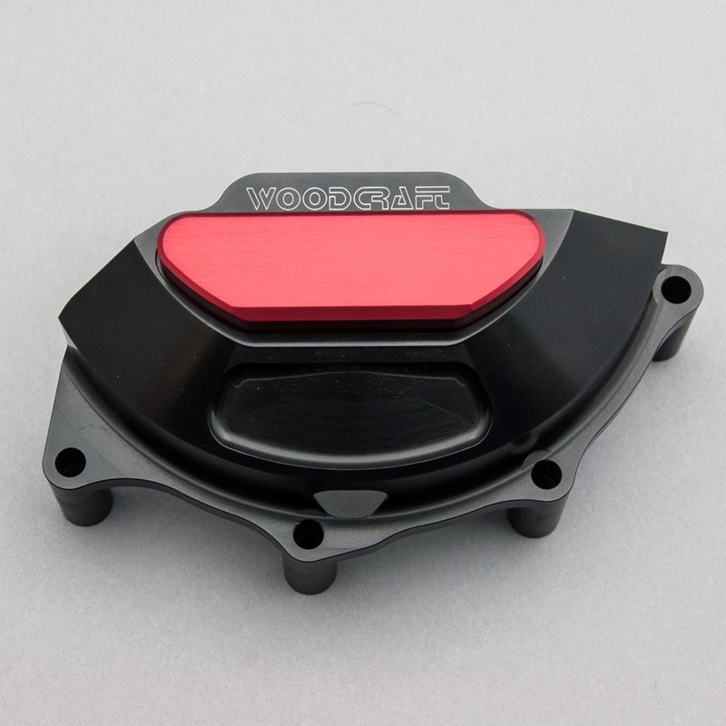 Woodcraft Ducati Panigale V4 LHS Stator Cover Protector w/Red Aluminum Skid Plate