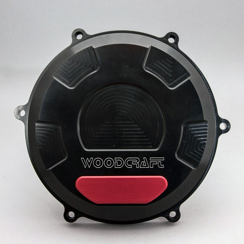 Woodcraft Ducati Panigale V4 RHS Clutch Cover w/Red Aluminum Skid Plate