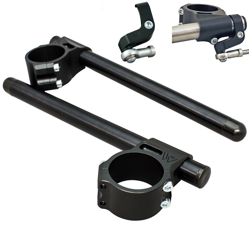 Woodcraft Ducati Panigale 53mm Clip-on Kit with Damper Bracket and Extra Long Black Bars