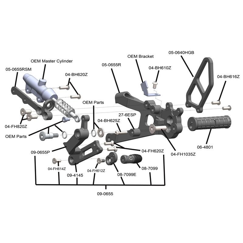 Woodcraft Adjustable Rearsets Kit - Ducati Panigale V4 / V4S / V4R