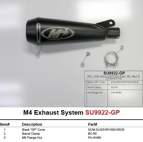 M4 Black GP Slip-On Exhaust System - Suzuki GSX-R1000 (2005-06)