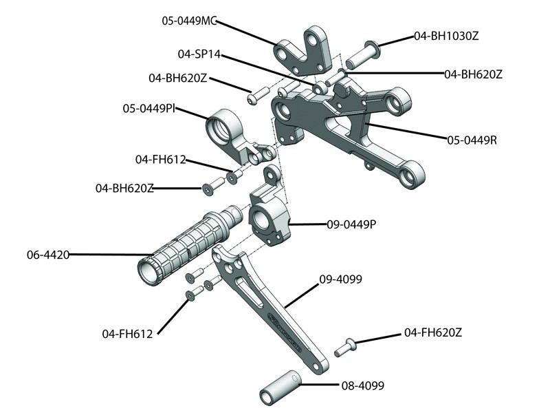 Woodcraft GP Shift Rearset Kit - Yamaha YZF-R6 (2006-2016)