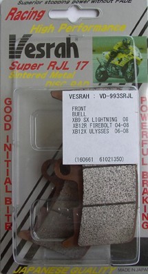 VESRAH VD-993 SRJL-17 BRAKE PAD KIT FOR BUELL