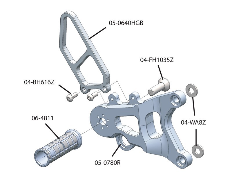 Woodcraft Adjustable Rearset Kit - Black w/ Shifter - MV Agusta F3 / Brutale 675 / 800RR